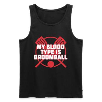 Funny Broomball - Mon groupe sanguin est Broomball - Débardeur bio Premium Homme - noir - Devant - Michal (187cm)
