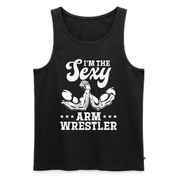 Armwrestling Arm Wrestler - Je suis le bras de fer sexy - Débardeur bio Premium Homme - noir - Devant - Michal (187cm)