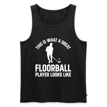 Unihockey Floorball - Grand joueur de floorball - Débardeur bio Premium Homme - noir - Devant - AI Model Male 178 light (178cm)