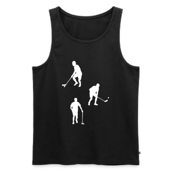 Silhouettes de joueur de floorball Silhouettes de floorball - Débardeur bio Premium Homme - noir - Devant - AI Model Male 178 light (178cm)