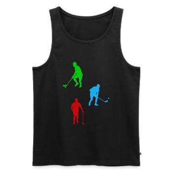 Silhouettes de joueur de floorball Silhouette de floorball - Débardeur bio Premium Homme - noir - Devant - AI Model Male 178 light (178cm)