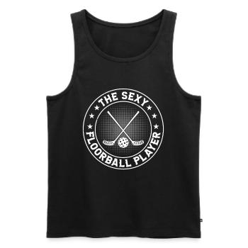 Unihockey Floorball Player - The Sexy Floorball Pl - Männer Premium Bio Tank Top - Schwarz - Vorne - AI Model Male 178 light (178cm)