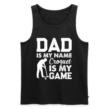 Papa est mon nom Le croquet est mon jeu - Croquet Daddy - Débardeur bio Premium Homme - noir - Devant - Michal (187cm)