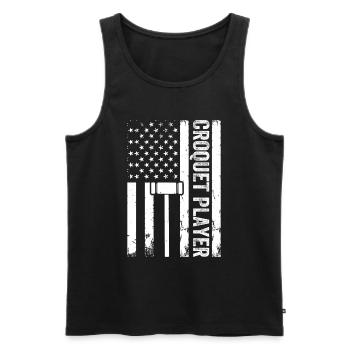 Playing Croquet Player US Flag Croquet Player - Men's Premium Organic Tank Top - black - Front - AI Model Male 178 light (178cm)