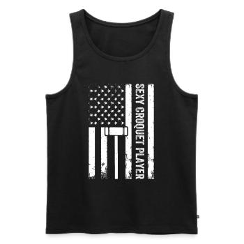 Jouer au croquet US Flag Sexy Croquet Player - Débardeur bio Premium Homme - noir - Devant - Michal (187cm)