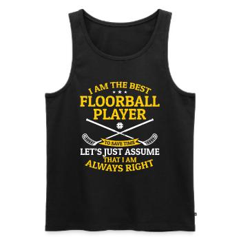 Jeu de floorball - Je suis le meilleur joueur de floorball - Débardeur bio Premium Homme - noir - Devant - AI Model Male 178 light (178cm)