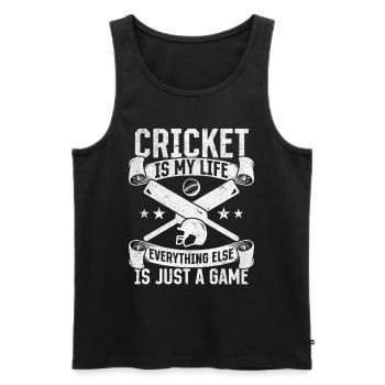 Le cricket est ma vie, tout le reste n’est qu’un jeu - Débardeur bio Premium Homme - noir - Devant - Michal (187cm)