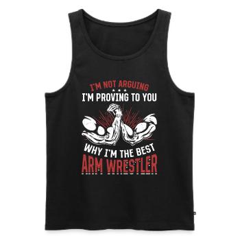 Funny Arm Wrestler Quotes Arm Wrestling - Männer Premium Bio Tank Top - Schwarz - Vorne - Michal (187cm)