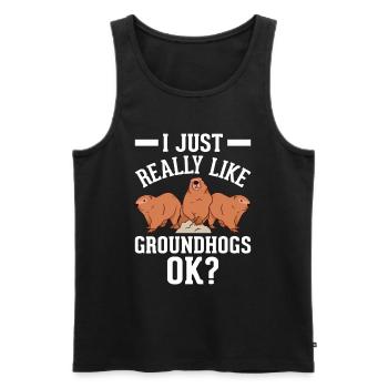 Groundhog - Ich mag wirklich Murmeltiere - Männer Premium Bio Tank Top - Schwarz - Vorne - AI Model Male 178 light (178cm)
