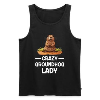 Groundhog Day - Crazy Groundhog Lady - Men's Premium Organic Tank Top - black - Front - AI Model Male 178 light (178cm)