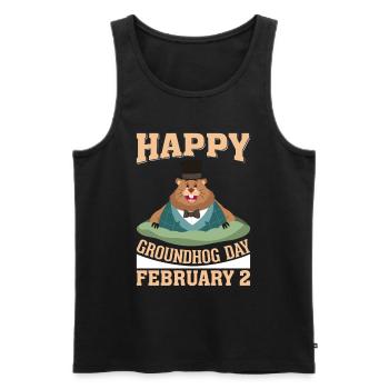 Groundhog Day - Men's Premium Organic Tank Top - black - Front - AI Model Male 178 light (178cm)
