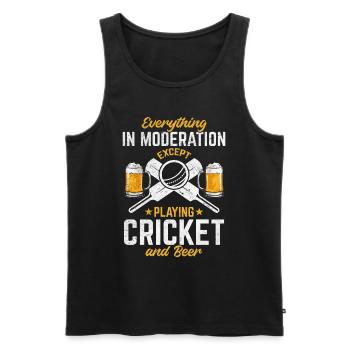 Everything In Moderation Except playing Cricket an - Men's Premium Organic Tank Top - black - Front - AI Model Male 178 light (178cm)