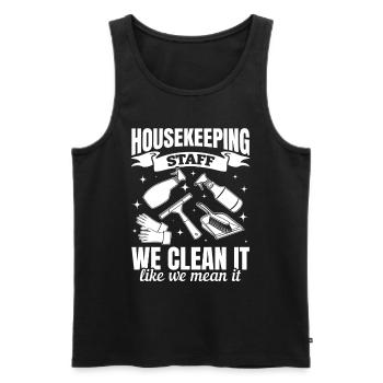 House Cleaner Housekeeper - Housekeeping Staff - Men's Premium Organic Tank Top - black - Front - AI Model Male 178 light (178cm)
