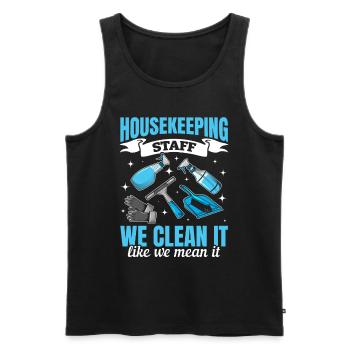 House Cleaning Housekeeper - Housekeeping Staff - Men's Premium Organic Tank Top - black - Front - AI Model Male 178 light (178cm)