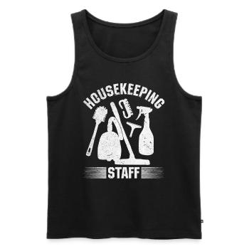 Housekeeping Staff Housekeeper House Cleaner - Men's Premium Organic Tank Top - black - Front - AI Model Male 178 light (178cm)