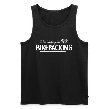 Real Guys Go Bikepacking - Men's Premium Organic Tank Top - black - Front - Michal (187cm)
