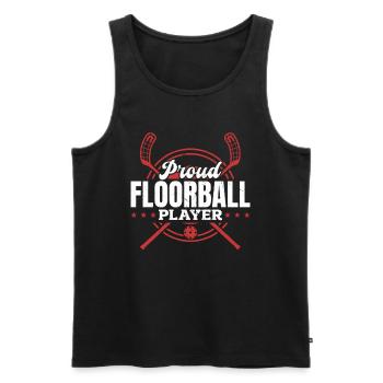 Fier joueur de floorball - Unihockey Floorball Playe - Débardeur bio Premium Homme - noir - Devant - AI Model Male 178 light (178cm)