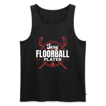 Joueur de floorball sexy - Joueur de floorball unihockey - Débardeur bio Premium Homme - noir - Devant - AI Model Male 178 light (178cm)