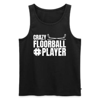 Jeu de floorball Unihockey - Joueur de floorball fou - Débardeur bio Premium Homme - noir - Devant - AI Model Male 178 light (178cm)