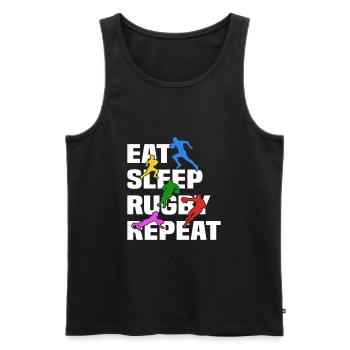 Eat Sleep Rugby Repeat - Rugby Player Rugby Sport - Männer Premium Bio Tank Top - Schwarz - Vorne - Michal (187cm)
