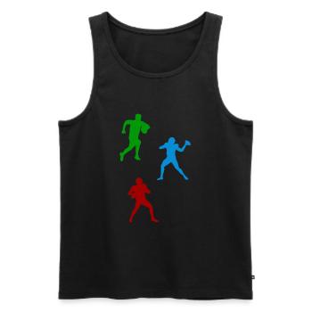 Rugby Player Silhouette - Männer Premium Bio Tank Top - Schwarz - Vorne - Michal (187cm)