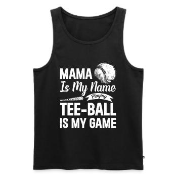 Maman c’est mon nom qui joue Le tee-ball c’est mon jeu - Teeb - Débardeur bio Premium Homme - noir - Devant - Michal (187cm)