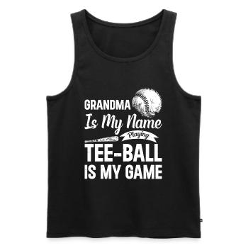 Grand-mère, c’est mon nom qui joue Le tee-ball est mon jeu - Débardeur bio Premium Homme - noir - Devant - Michal (187cm)