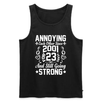 Beziehung Ehe Jubiläum - sich necken seit 2001 - Männer Premium Bio Tank Top - Schwarz - Vorne - AI Model Male 178 light (178cm)
