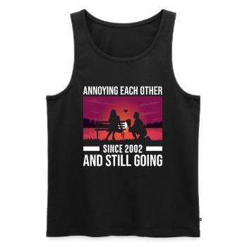 Beziehung Ehe Jubiläum - sich necken seit 2002 - Männer Premium Bio Tank Top - Schwarz - Vorne - AI Model Male 178 light (178cm)