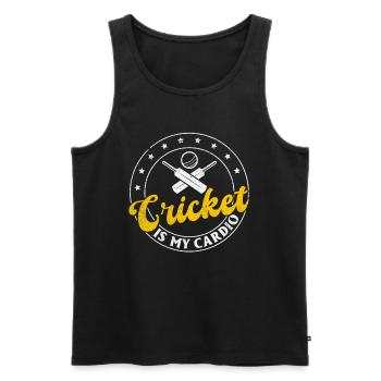 Cricket is my cardio - Funny Cricketer Cricketing - Men's Premium Organic Tank Top - black - Front - Michal (187cm)
