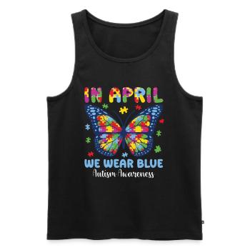 Autismus-Bewusstsein im April tragen wir blau - Männer Premium Bio Tank Top - Schwarz - Vorne - Michal (187cm)