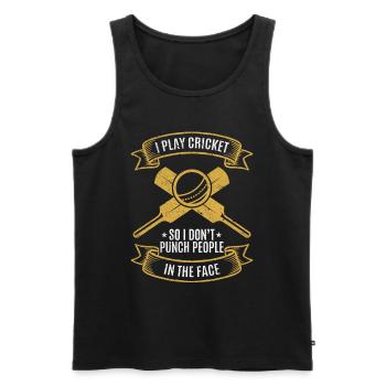 Cricketer - I play Cricket so I don't punch people - Männer Premium Bio Tank Top - Schwarz - Vorne - Michal (187cm)
