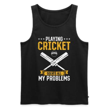 Playing Cricket solves all my problems - Funny Cri - Men's Premium Organic Tank Top - black - Front - AI Model Male 178 light (178cm)