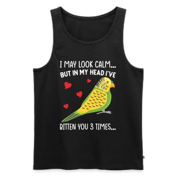 Budgerigar, Feathered Friend, Bird Watching - Men's Premium Organic Tank Top - black - Front - AI Model Male 178 light (178cm)