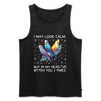 Budgerigar, Feathered Friend, Bird Watching - Men's Premium Organic Tank Top - black - Front - AI Model Male 178 light (178cm)