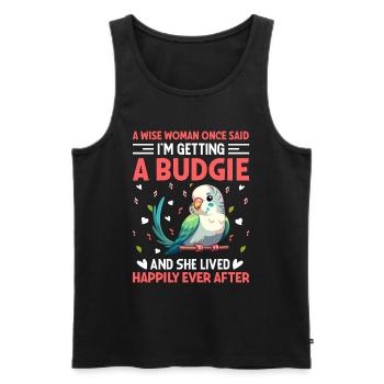 Budgerigar, Feathered Friend, Bird Watching - Men's Premium Organic Tank Top - black - Front - AI Model Male 178 light (178cm)