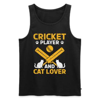 Joueur de cricket et amoureux des chats - Propriétaire de chat Joueur de cricket - Débardeur bio Premium Homme - noir - Devant - Michal (187cm)