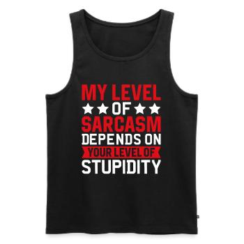 My sarcasm depends on your stupidity - Men's Premium Organic Tank Top - black - Front - AI Model Male 178 light (178cm)