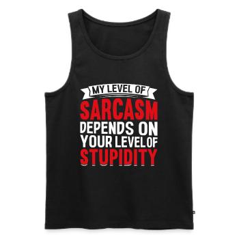 My sarcasm depends on your stupidity - Men's Premium Organic Tank Top - black - Front - AI Model Male 178 light (178cm)