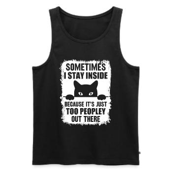 Katze: Ich bleibe drinnen, weil es draußen zu voll - Männer Premium Bio Tank Top - Schwarz - Vorne - AI Model Male 178 light (178cm)
