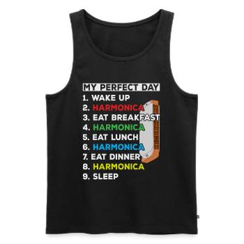 My Perfect Day Harmonica Player Playing Harmonica - Men's Premium Organic Tank Top - black - Front - Michal (187cm)