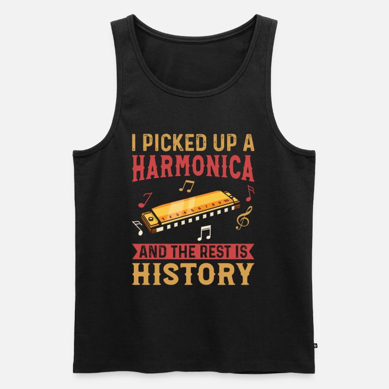 Harmonica Player - Harmonica Instrument Harmonica - Männer Premium Bio Tank Top - Schwarz