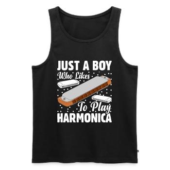 Just A Boy Who Likes To Play Harmonica - Harmonica - Men's Premium Organic Tank Top - black - Front - Michal (187cm)