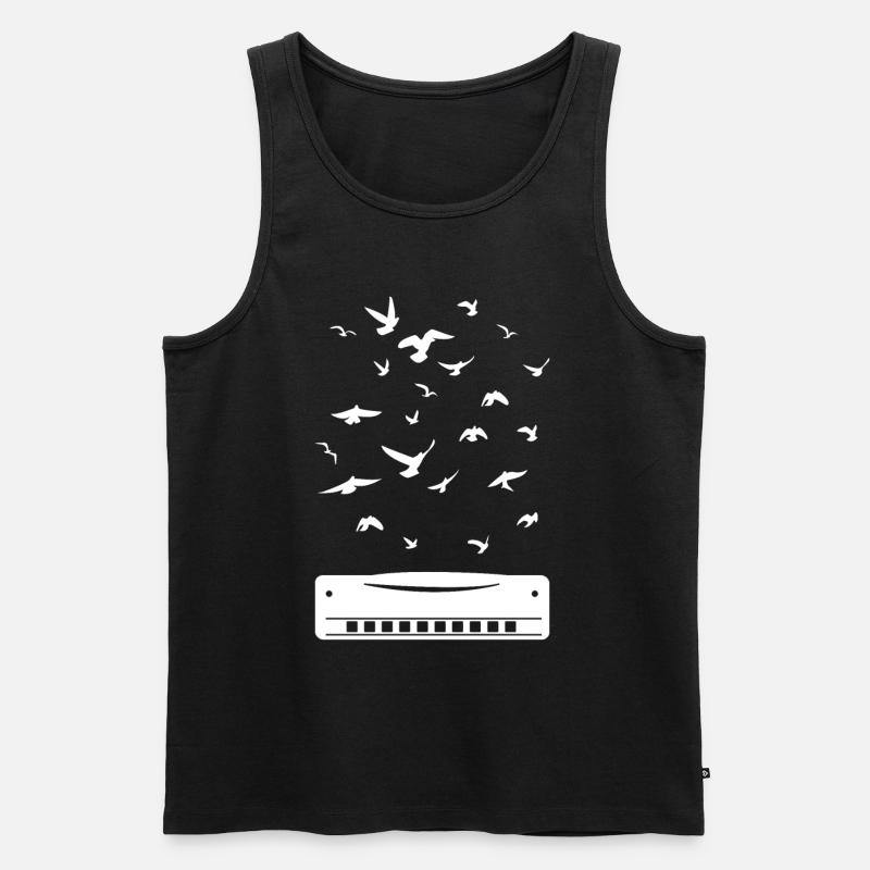 Playing Harmonica Player Harmonica Instrument - Männer Premium Bio Tank Top - Schwarz