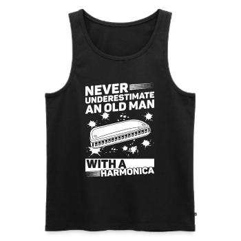 Never Underestimate An Old Man With A Harmonica Pl - Männer Premium Bio Tank Top - Schwarz - Vorne - AI Model Male 178 light (178cm)