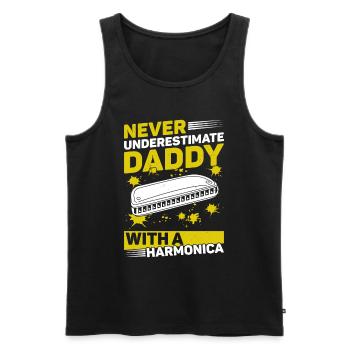 Never Underestimate Daddy With A Harmonica Musicia - Männer Premium Bio Tank Top - Schwarz - Vorne - Michal (187cm)