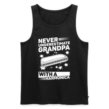 Ne sous-estimez jamais grand-père avec un harmonica playe - Débardeur bio Premium Homme - noir - Devant - Michal (187cm)