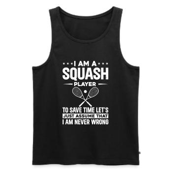 Citations drôles de squash - Je suis un joueur de squash - Débardeur bio Premium Homme - noir - Devant - Michal (187cm)