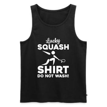 Lucky Squash Shirt Do not wash - Funny Squash - Männer Premium Bio Tank Top - Schwarz - Vorne - AI Model Male 178 light (178cm)