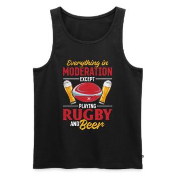 Everything In Moderation Except playing Rugby and - Männer Premium Bio Tank Top - Schwarz - Vorne - Michal (187cm)